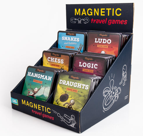 Magnetic Games, display med 24 spel, 6 olika 4 av varje